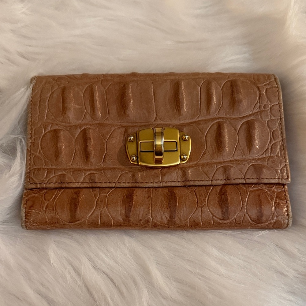 Miu Miu Croc Embossed Trifold Wallet